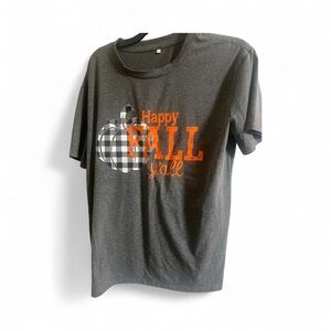 Charcoal Gray Women's Tee with Orange Fall Print